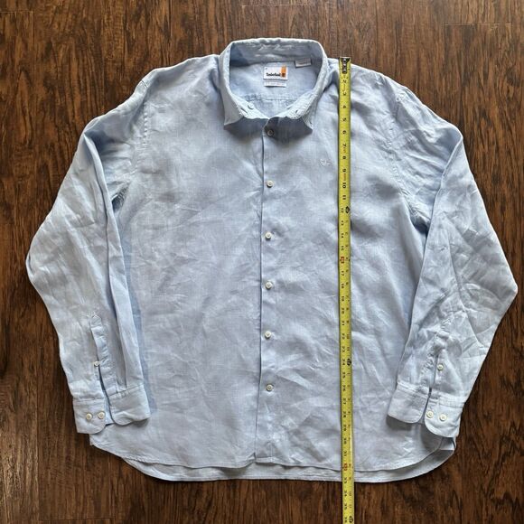 Timberland Long Sleeve Button Down Shirt Mens Size 3XL Light Blue 100% Linen - Picture 5 of 11